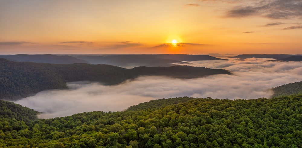 Ozark Mountains at sunset